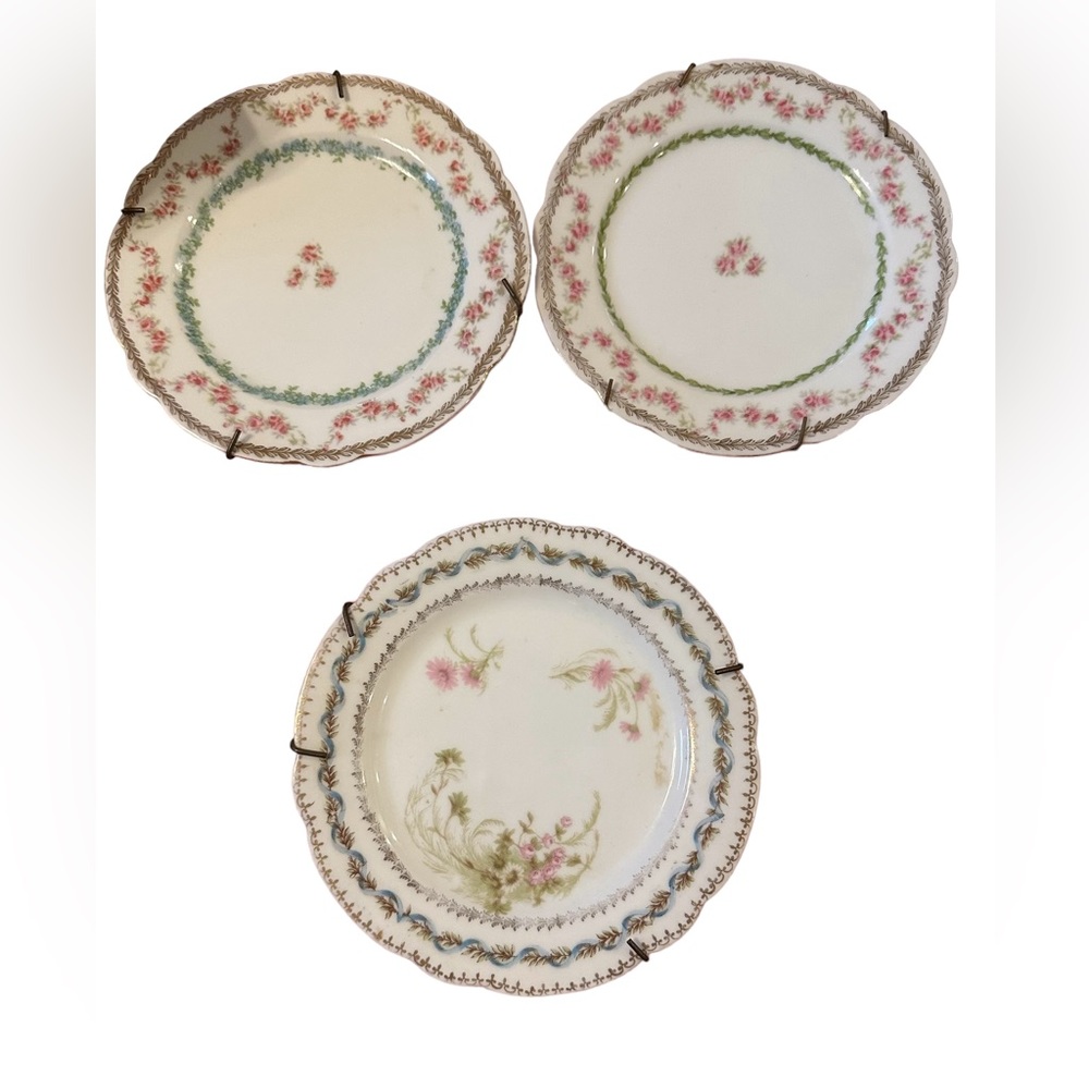 imperial crown China Austria plate. 3 Dessert/Bread/Display. Flowers vintage